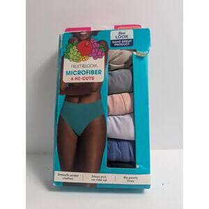 Fruit of the Loom Women's Microfiber Hi-Cut Panties 6-Pack Size 6/M Assorted